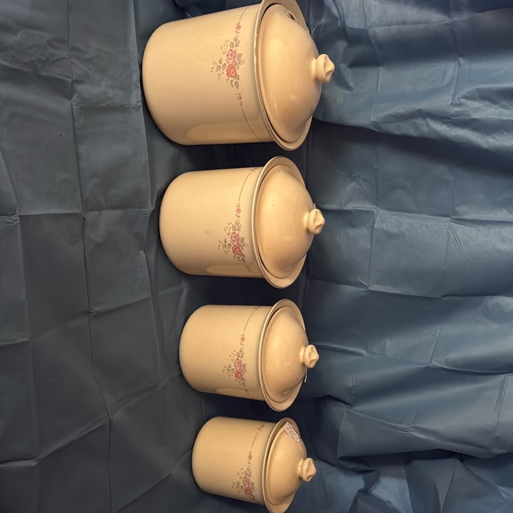 Pfaltzgraff Trousseau Canister Set with lids.